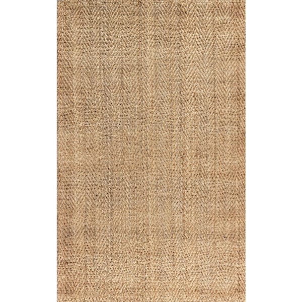 Espina Natural Brown Hand Woven Herringbone Chunky Jute 3 ft. x 5 ft. Area Rug