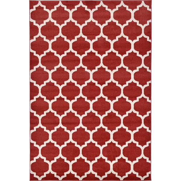 Unique Loom Trellis Philadelphia Red/Beige 6' 0 x 9' 0 Area Rug