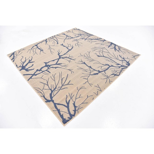 Outdoor Branch Beige 6' 0 x 6' 0 Square Rug