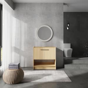 Lazzaro 35.25 in. W x 17.94 in. D x 34.56 in. H Freestanding Bath Vanity Cabinet without Top in Original Oak Unassembled