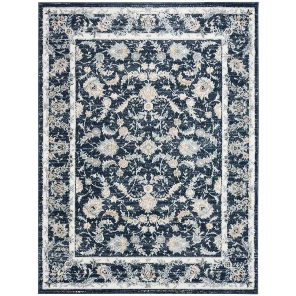 Nourison Dekor Slate/Ivory 5 ft. x 7 ft. Medallion Traditional Area Rug ...