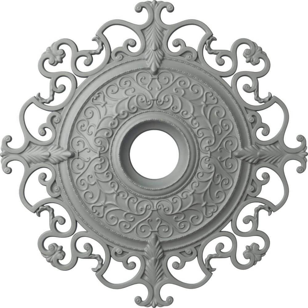 Primed Gray Round Traditional Wood Ceiling Medallion