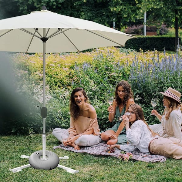 Foldable Series 3.24 lb. Steel Patio Umbrella Base 25 in. White