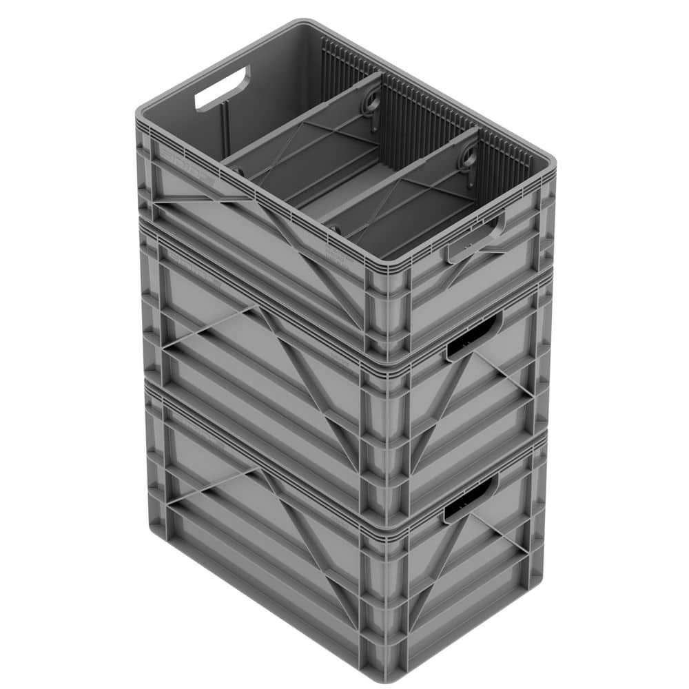 Crate Basic Pack 2 Full-Size and 1 Half-Size Heavy Duty Stackable Storage Bins with Dividers Gray price history on PriceWatchPro