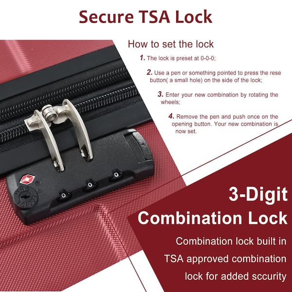 Polibi 28 in. Red Hardshell Luggage Spinner Suitcase with TSA Lock