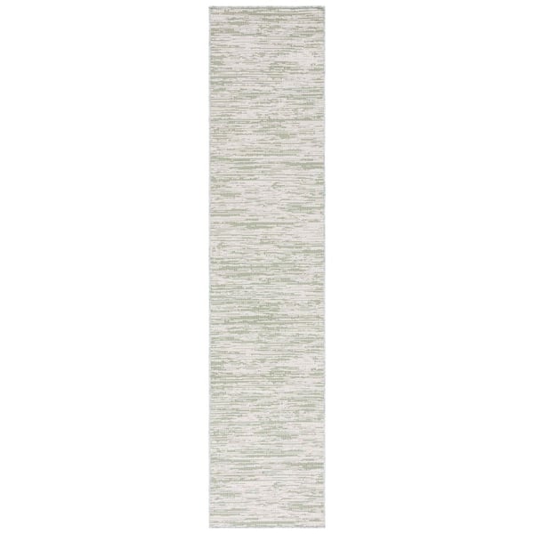 Hampton Green/Beige 2 ft. x 9 ft. Abstract Distressed Indoor/Outdoor Runner Rug