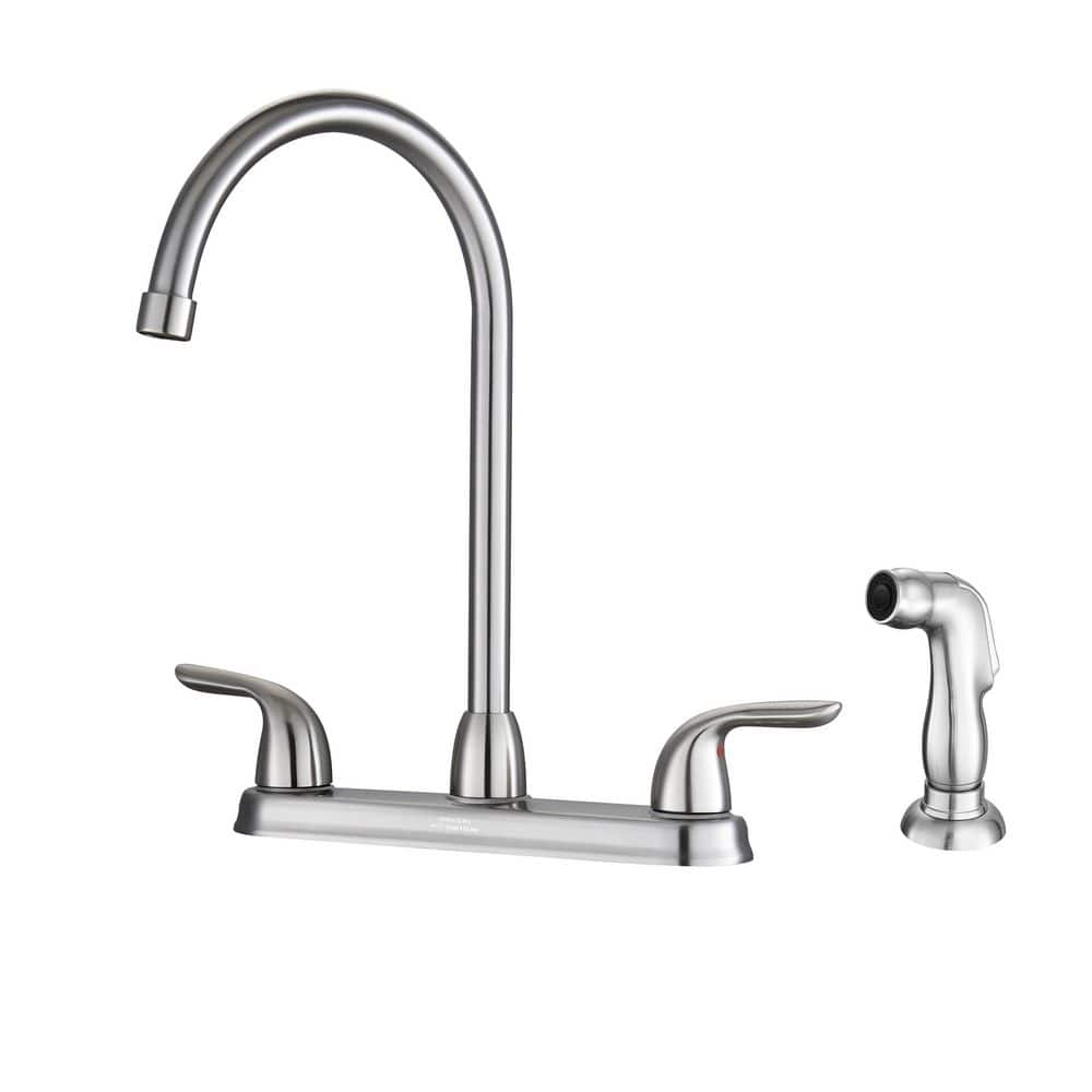 Logmey 2 Handle Deck-Mount Standard Kitchen Faucet with Pull Out Side ...