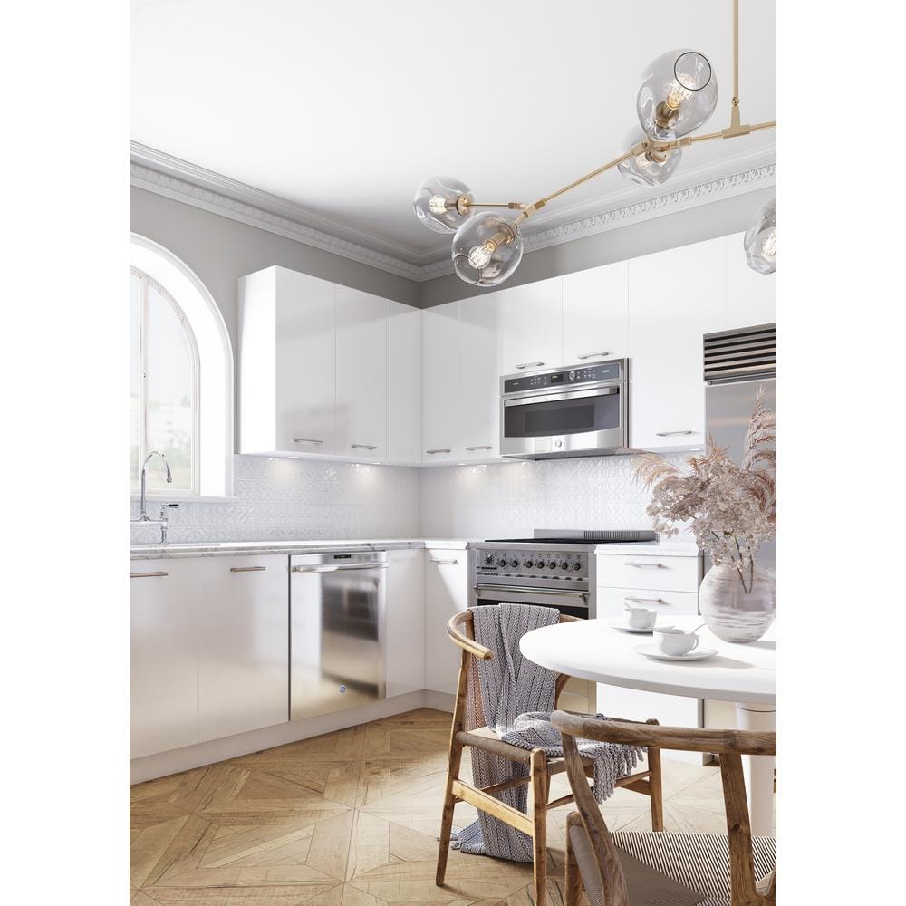 White Gloss 36" Frameless Wall Kitchen Cabinet with Soft Close Doors