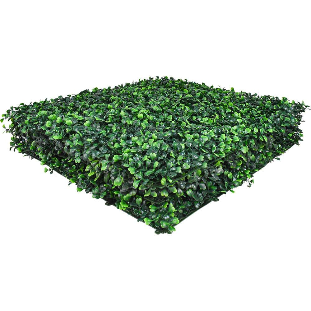 20 in. H x 20 in.W Green Artificial Boxwood Grass Wall Plastic Hedge Panel 