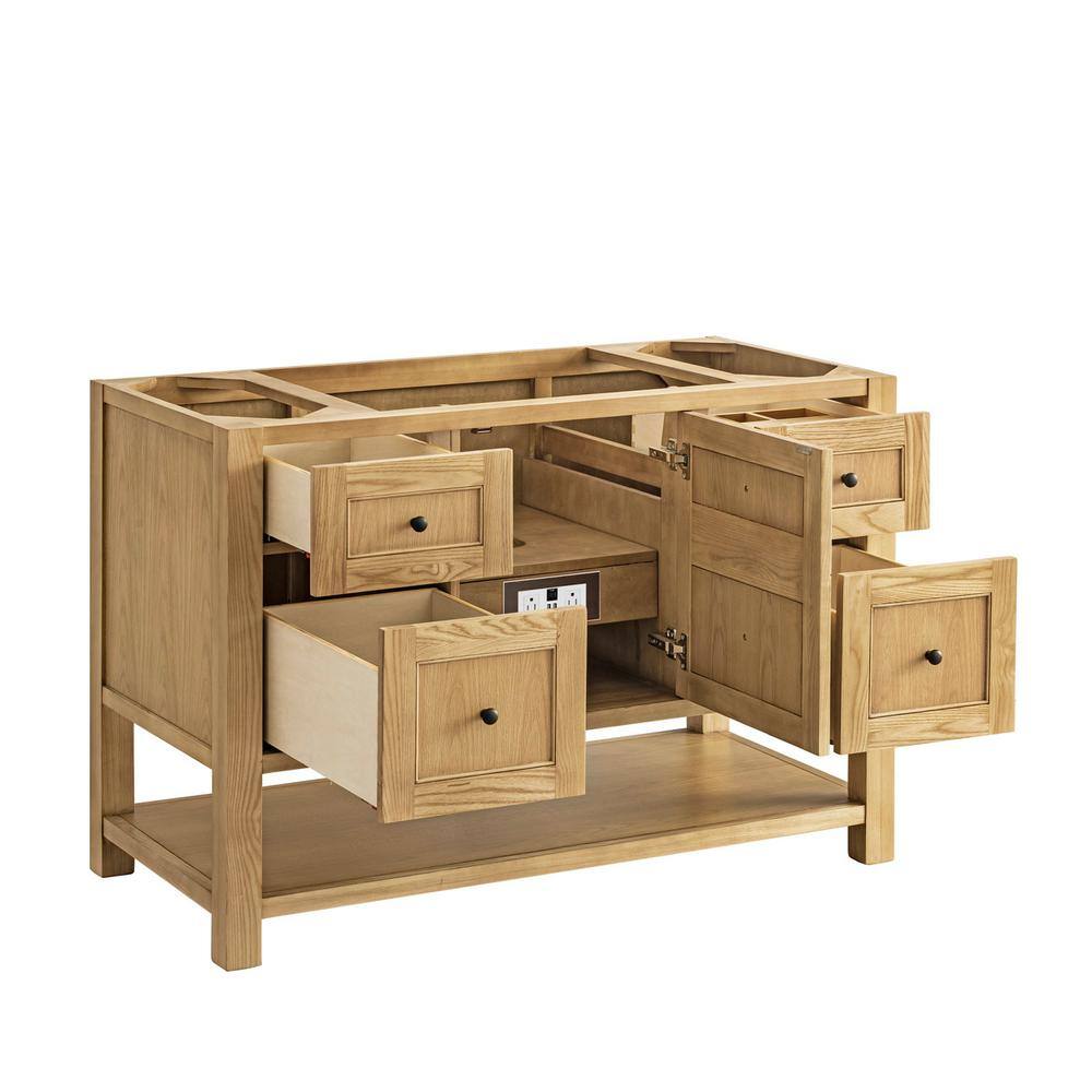 Light Natural Oak 48" Single Vanity Base with Matte Black Knobs