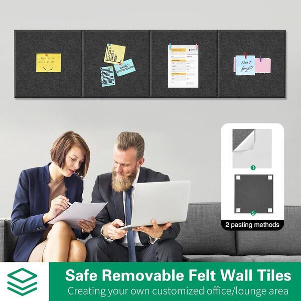 Bulletin Board AKTOP Black Cork Board Tiles 6-Pack - Removable Felt S 24x36 With Adhesive & Push Pins Pin Board - View #4