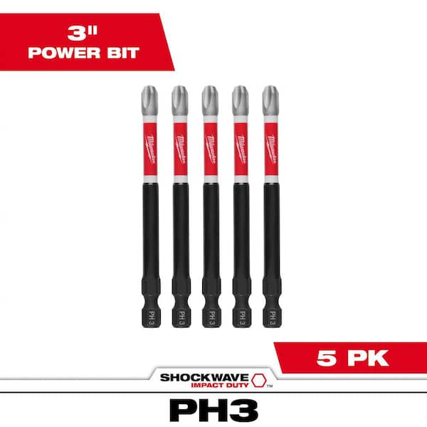 SHOCKWAVE Impact Duty 3-1/2 in. Phillips #3 Alloy Steel Screw Driver Bit (5-Pack)