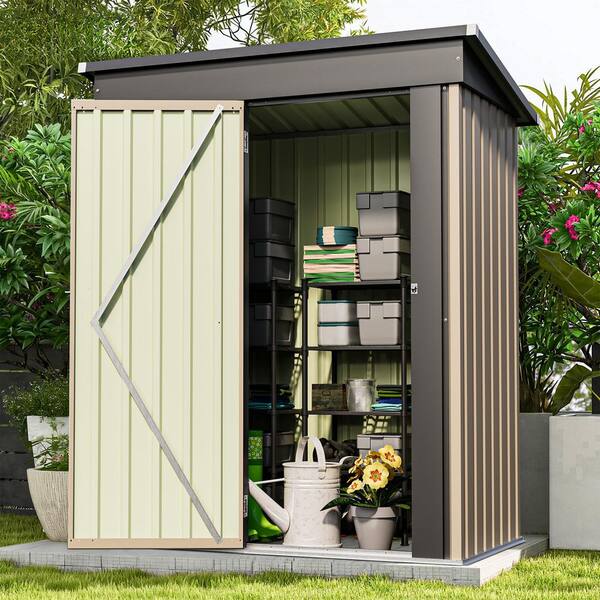 Patiowell 5 ft. W x 3 ft. D Outdoor Storage Brown Metal Shed with