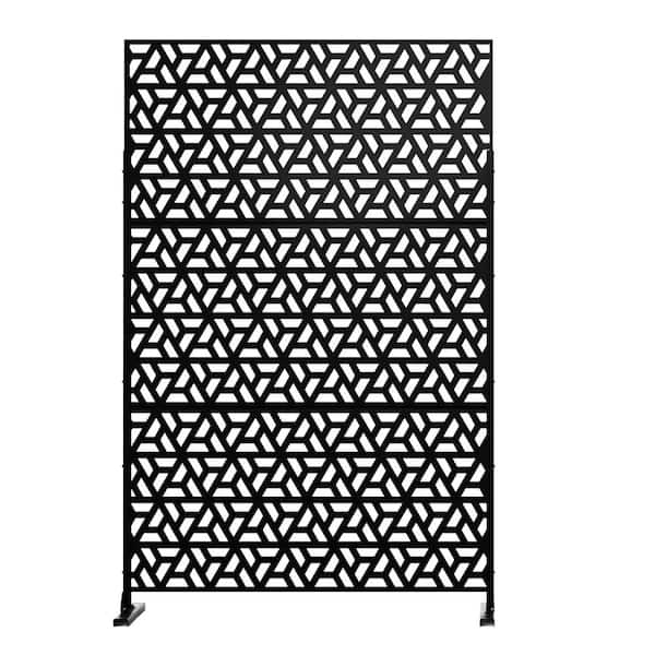 Lirago 75 x 48 in. Black Modern Outdoor Screen Privacy Screen with Hexagon Patterns Wall Decal