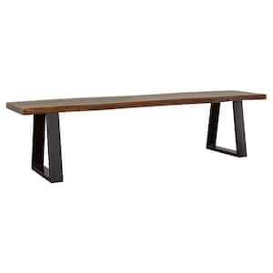 Ditman Gray Sheesham and Black Live Edge Dining Bench 70 in. W