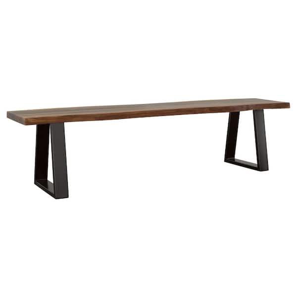 Coaster Ditman Gray Sheesham and Black Live Edge Dining Bench 70 in. W
