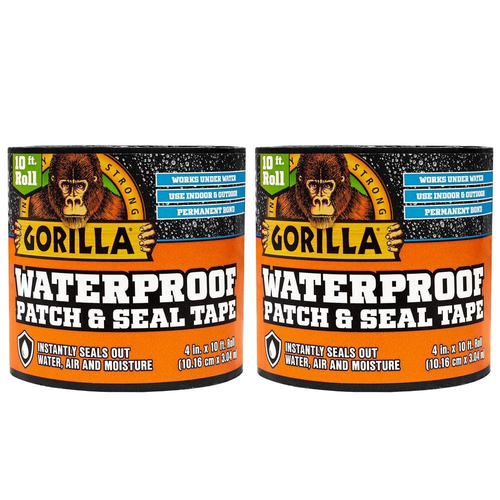 4 in. x 10 ft. Waterproof Patch and Seal Tape in Black (2-Pack)