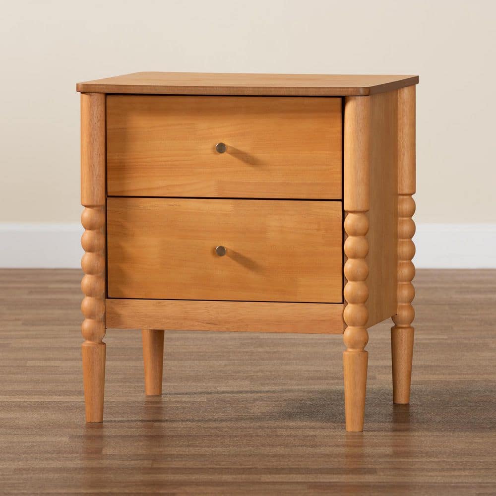 Baxton Studio Lucera Oak Brown 2-Drawer Nightstand 257-14123-HD