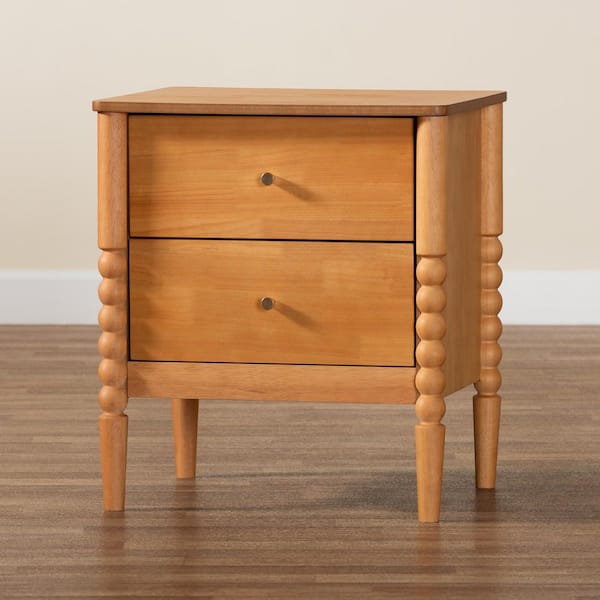 Baxton Studio Lucera Oak Brown 2-Drawer Nightstand