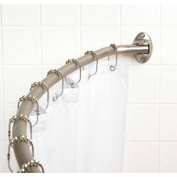 Premier 56 in. - 72 in. Never Rust Adjustable Curved Shower Rod Exposed Mount in Brushed Nickel