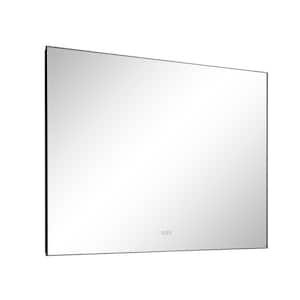 60 in. W x 36 in. H Large Rectangular Aluminium Framed Dimmable Wall LED Bathroom Vanity Mirror with Back Light in Black