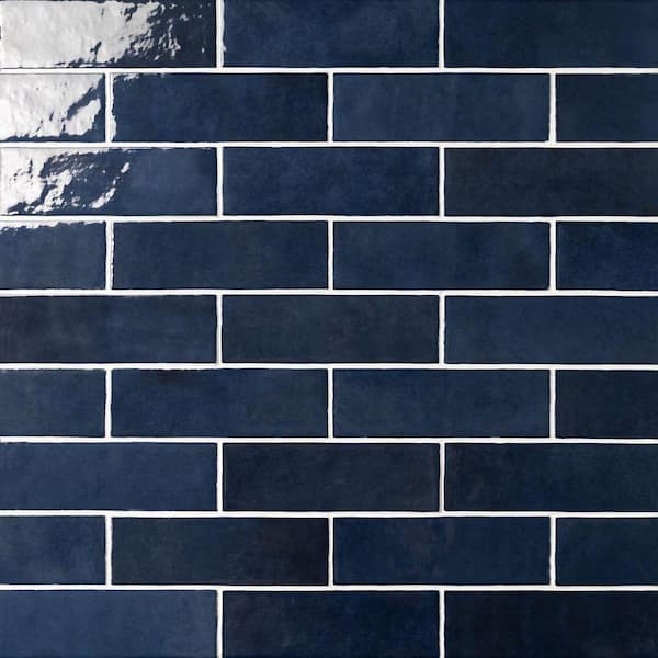 Cloe Subway Glossy Blue 2.5 in. x 8 in. Handmade-Look Ceramic Wall Tile (10.64 sq. ft./Case)
