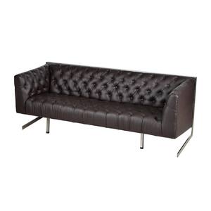 Humphrey 85.5 in. Brown Polyester 2-Seater Tuxedo Sofa with Square Arms