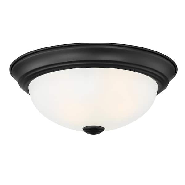 Reedley 11.25 in. Traditional Matte Black Medium-Base (E26) Bulb Flush Mount for Kitchens