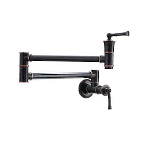Wall Mounted Pot Filler Faucet with Double Handle in Oil Rubbed Bronze