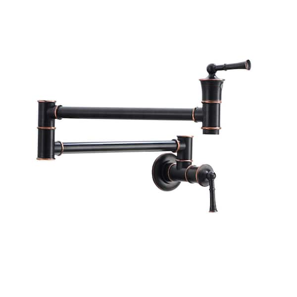 Mondawe Wall Mounted Pot Filler Faucet with Double Handle in Oil Rubbed Bronze