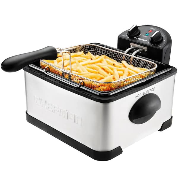 Chefman 4.5 L. Deep Fryer with Basket Strainer for Fried Chicken Shrimp French Fries Chips Removable Container Stainless Steel