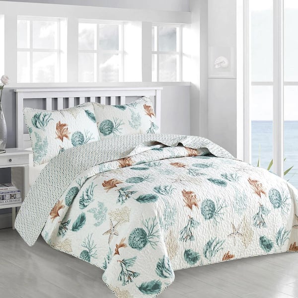 FRESHFOLDS Multi-Colored Twin Microfiber 2-Piece Quilt Set Bedspread