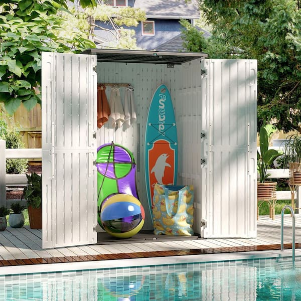 Sizzim 7.4 ft. W x 5.3 ft. D Brown Metal Storage Shed with Floor