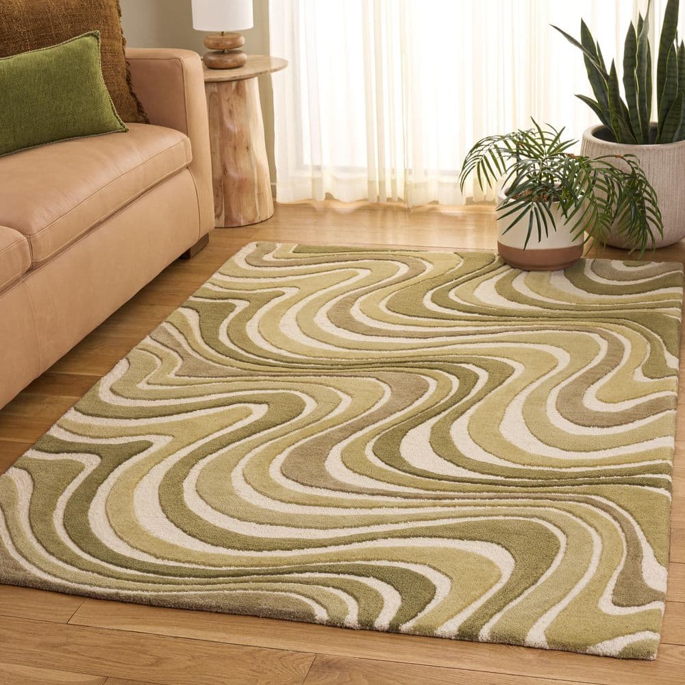 Rodeo Drive 5 x 8 Green/Ivory Wave Area Rug price history on PriceWatchPro