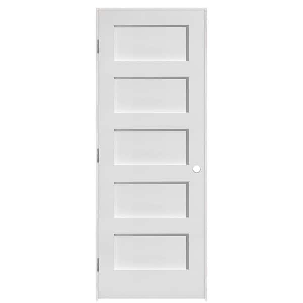 Masonite 30 in. x 80 in. 1 Panel Right-Handed Primed Composite Solid Core Single Prehung Interior Door 4-9/16 in. Flat Jamb
