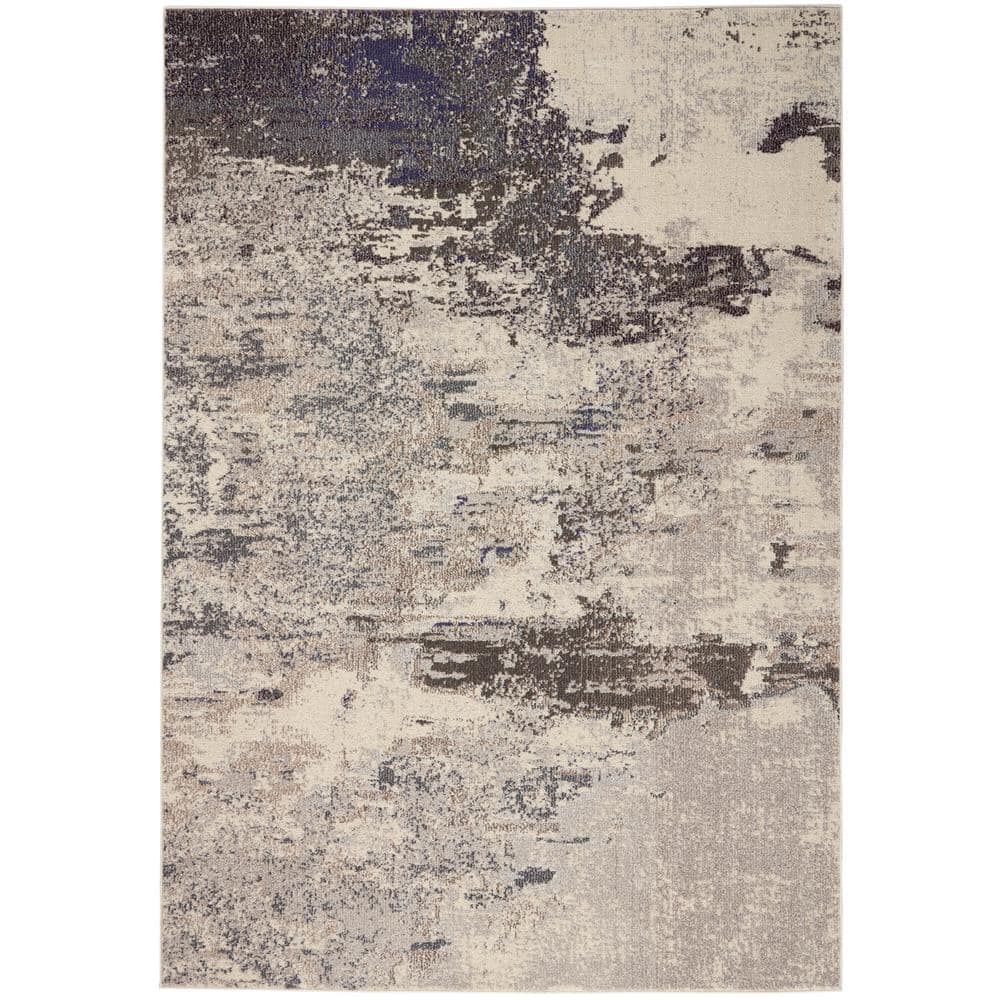 Celestial Ivory/Grey 4 ft. x 6 ft. Abstract Modern Area Rug -  Nourison, 149084