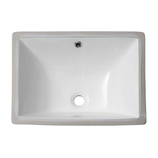 cadeninc 18.5 in. x 13.5 in. White Ceramic Rectangular Undermount Bathroom Sink with Overflow