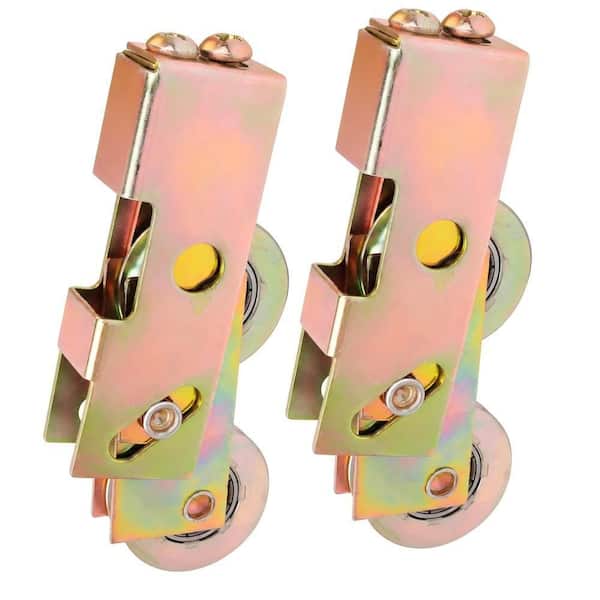 2-Pack Galvanized Steel Sliding Door Rollers, Heavy Duty Rustproof Tandem Replacement Rollers for Patio Screen Door