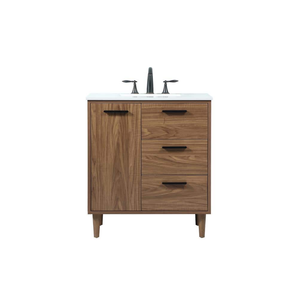 Simply Living 30 in. W x 19 in. D x 34 in. H Bath Vanity in Walnut Brown wi