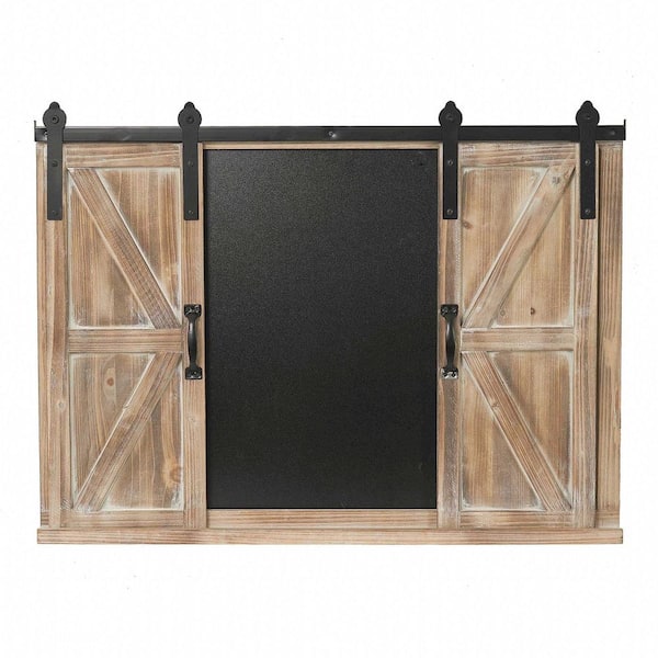 Tatahance Wooden Erasable Wall-Mounted Blackboard with Barn Door Can Be Closed And Photos Can Be Placed