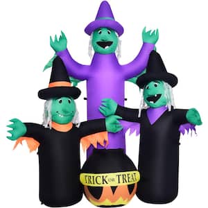 6 ft. Pre-Lit Brewing Witch Trio with Cauldron Halloween Inflatable