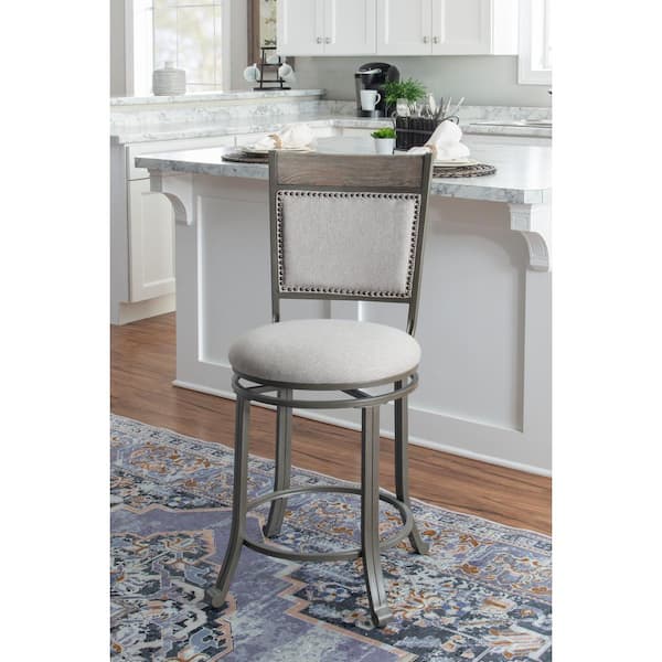 Pewter Swivel 24 In Counter Stool, Rustic Counter Height Swivel Stools