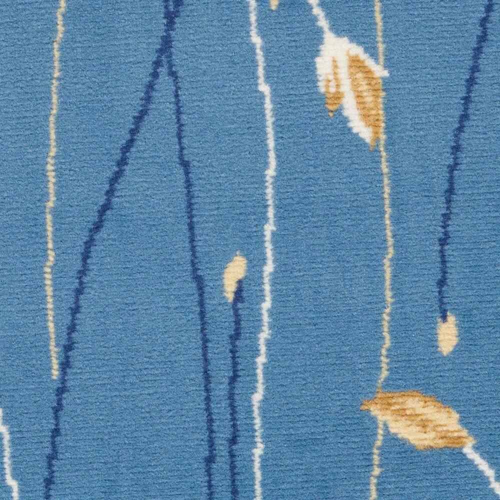 Light Blue Floral Round Synthetic Area Rug 5'3"