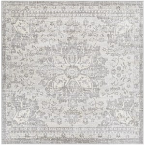Zillah Grey Medallion 7 ft. x 7 ft. Indoor Square Area Rug