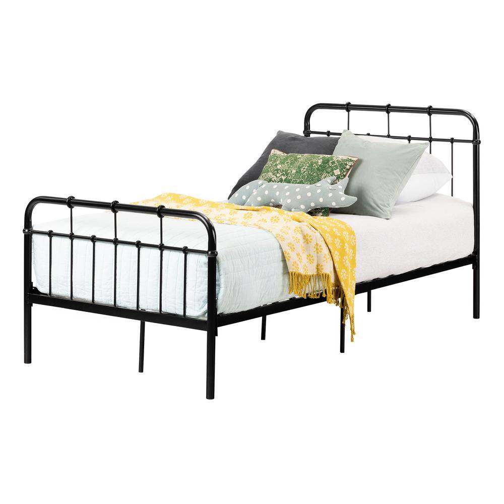Cotton Candy Black Metal Twin Platform Bed with Headboard