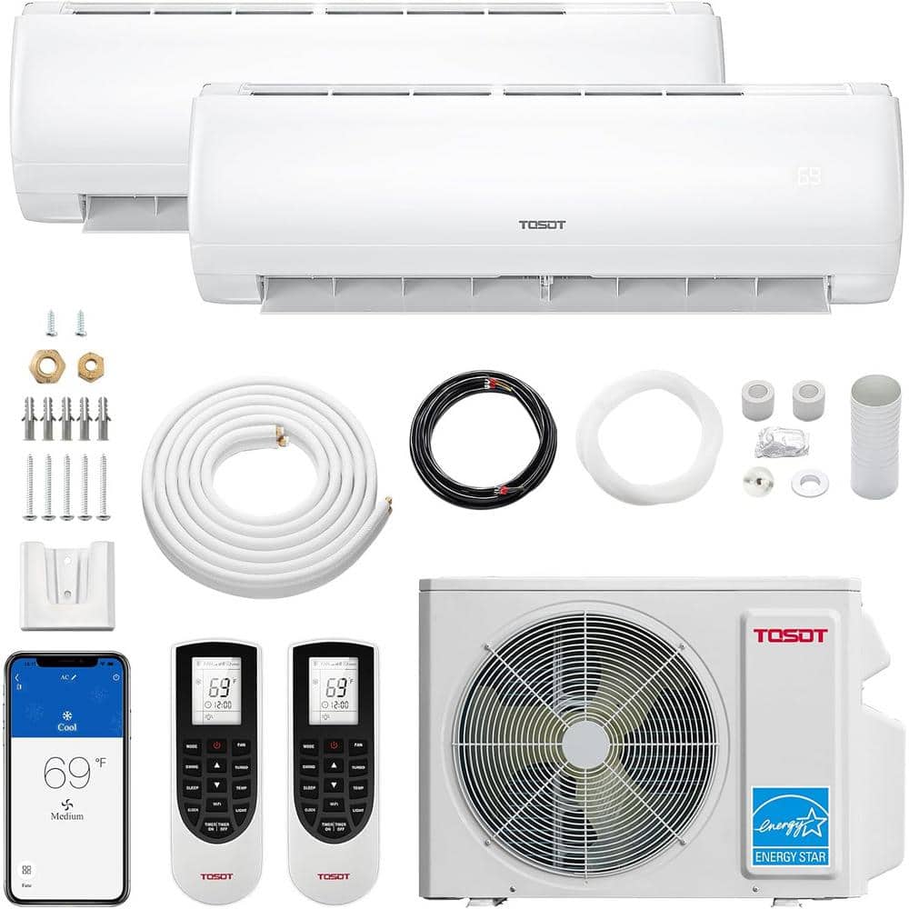18,000 BTU Dual-Zone Mini Split AC/ Heat Pump 21 SEER2 230-Volt, Wif Ductle