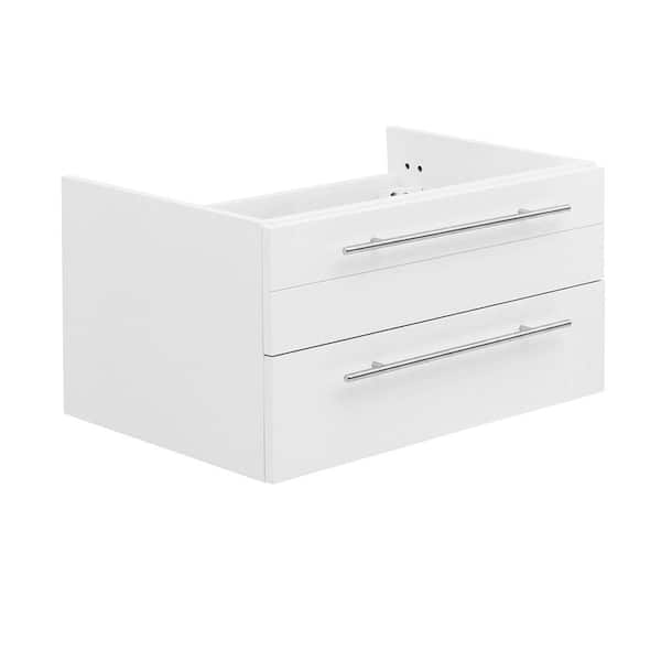 Fresca Lucera 29 in. Wall Mount Floating Single Bath Vanity Cabinet without Top in White - Undermount Sink Compatible