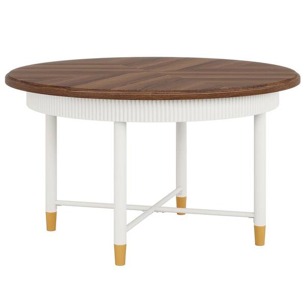Saeko Round Dining Table, Oiled Wood & Oak legs