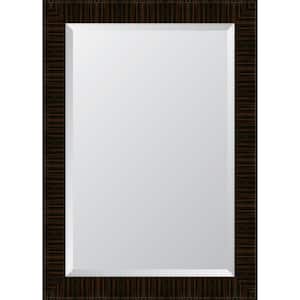 Medium Rectangle Brown Beveled Glass Contemporary Mirror (31 in. H x 43 in. W)