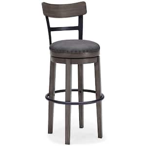 38.38 in. Gray Low Back Wood Frame Barstool with Fabric Seat